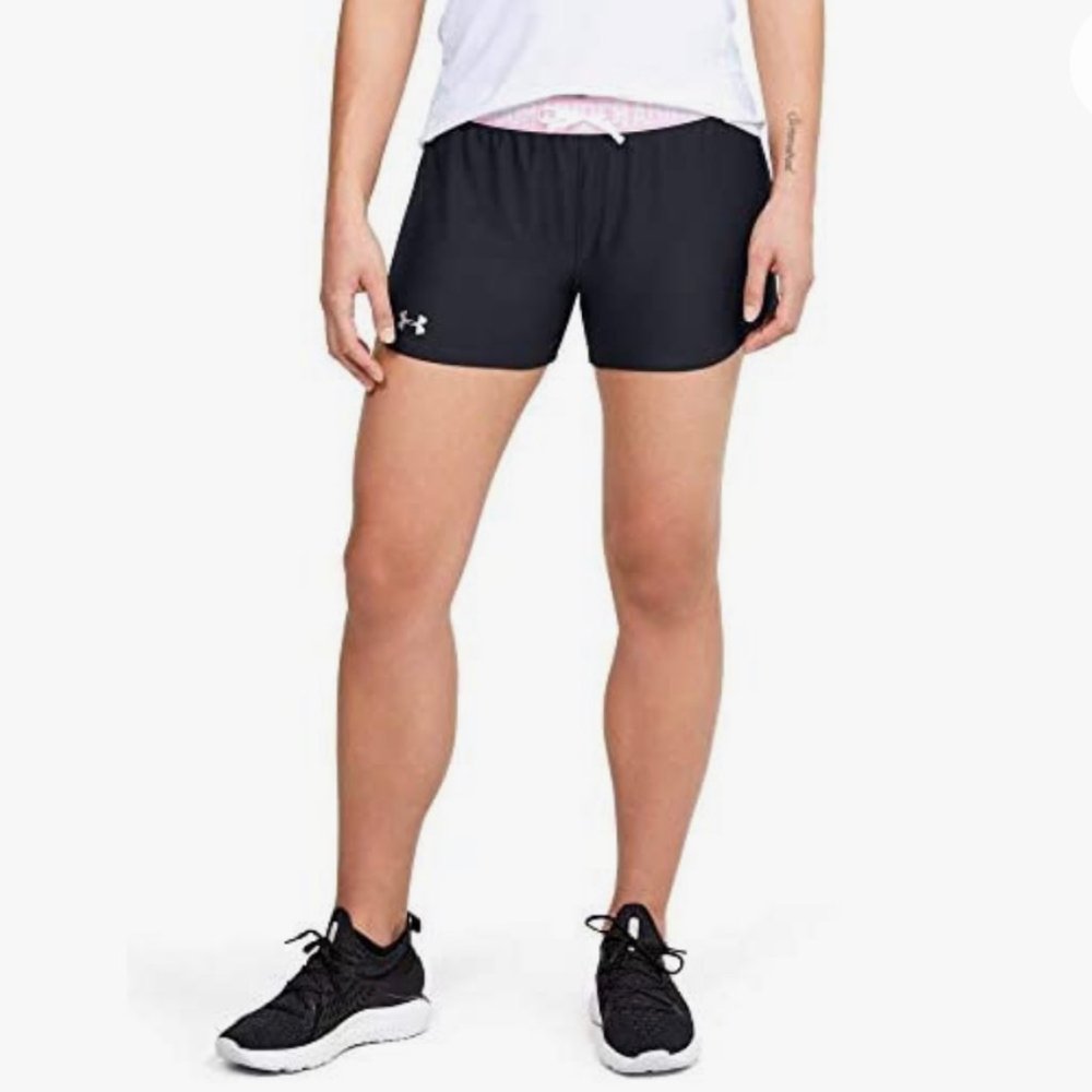 🌹 Sale 🌹 Under Armour Play Up Shorts Pink Black Running Gym Size 1264264 011 - Picture 3 of 5